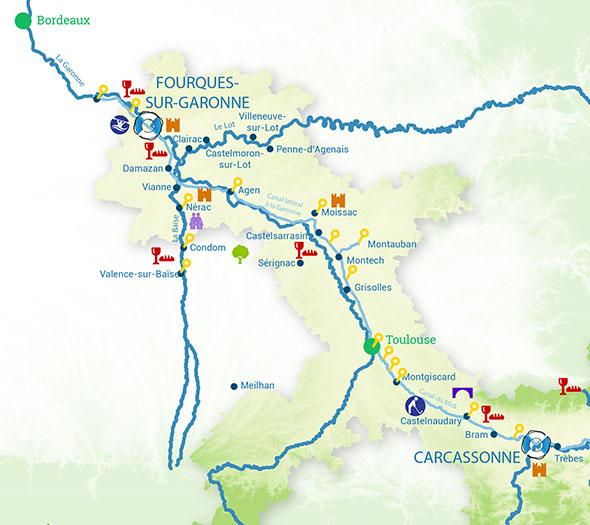 River cruise itinerary aquitaine