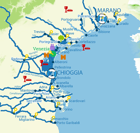 River cruise routes Italy